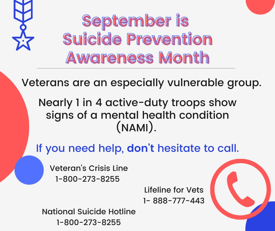 Suicide Prevention Awareness Month graphic marking a month of mental health awareness resources