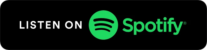 Black rectangular badge with green Spotify logo and text reading "Listen on Spotify".