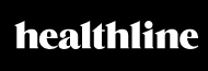 Healthline logo in white text on black background