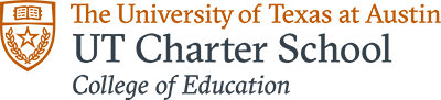 University of Texas at Austin logo with UT Charter School College of Education text in orange and dark blue